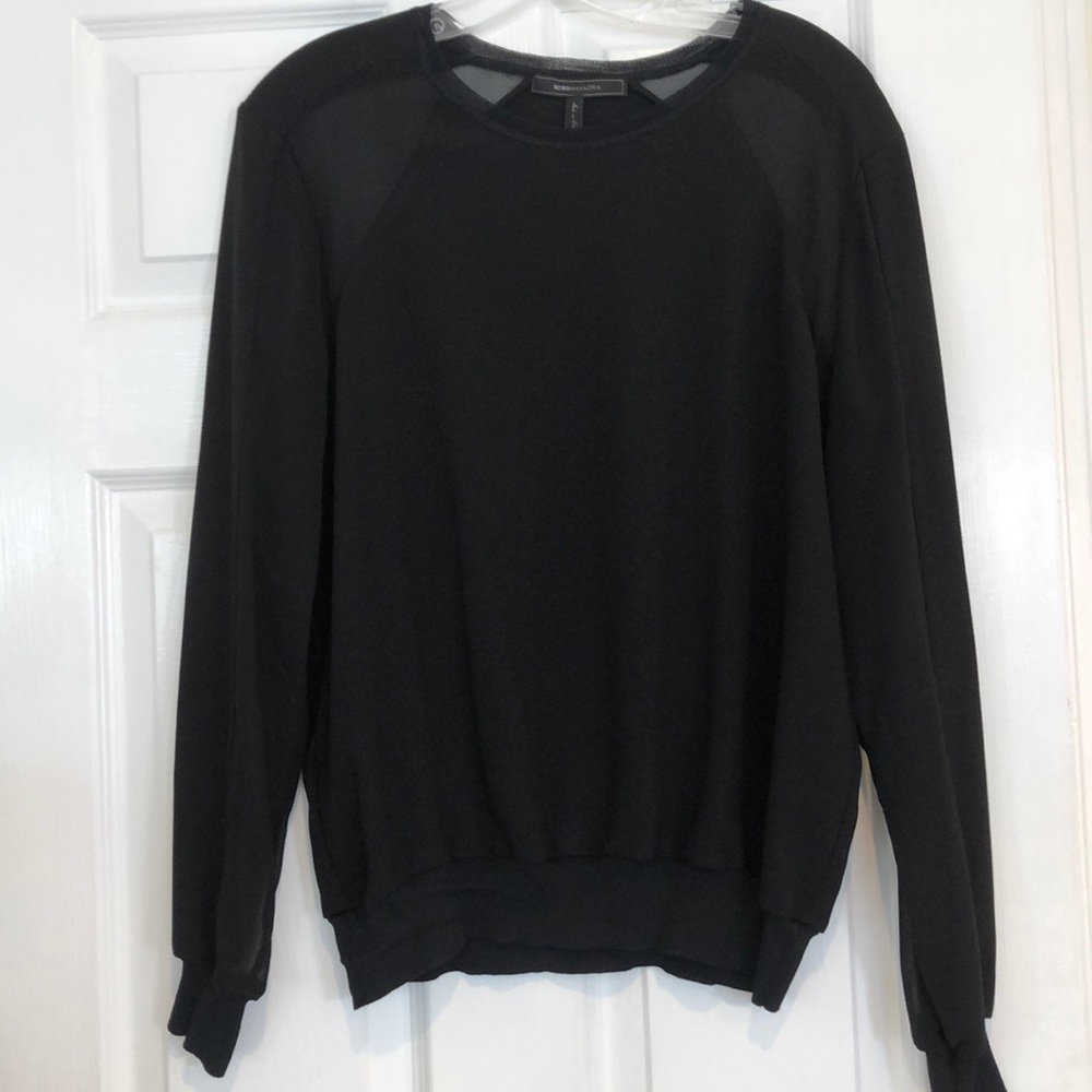 BCBG top with sheer panels on sleeves